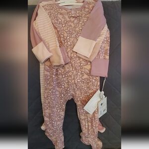 3pk 6-9m Footed Onesies